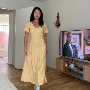 Club Monaco Linen Viscose Blend Midi Dress